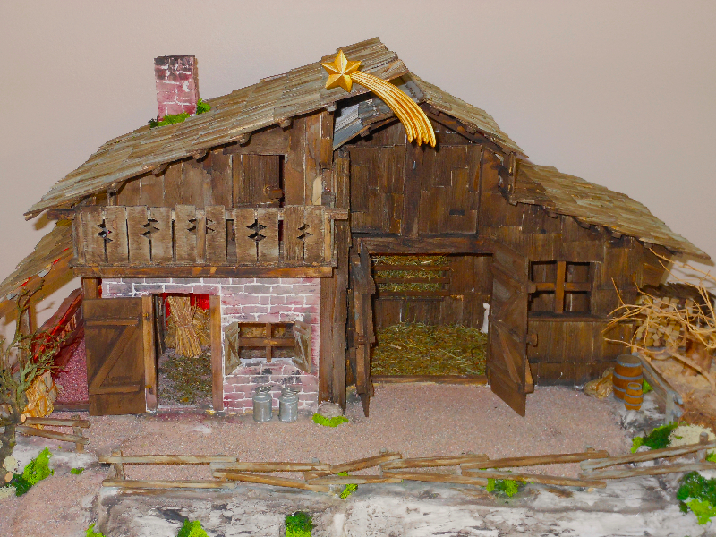 Weihnachtskrippe oben Alpenländische Bergkrippe